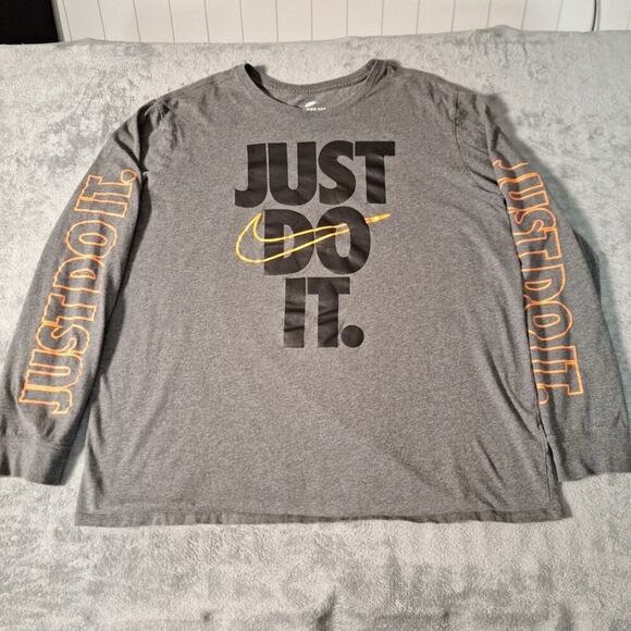 Nike Other - NIKE Just Do It T-Shirt Long Sleeve Gray Cotton Size 2XL
